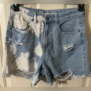 Organic Blue Ty dye distressed Jean shorts